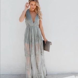 Lace maxi dress/romper sage small
